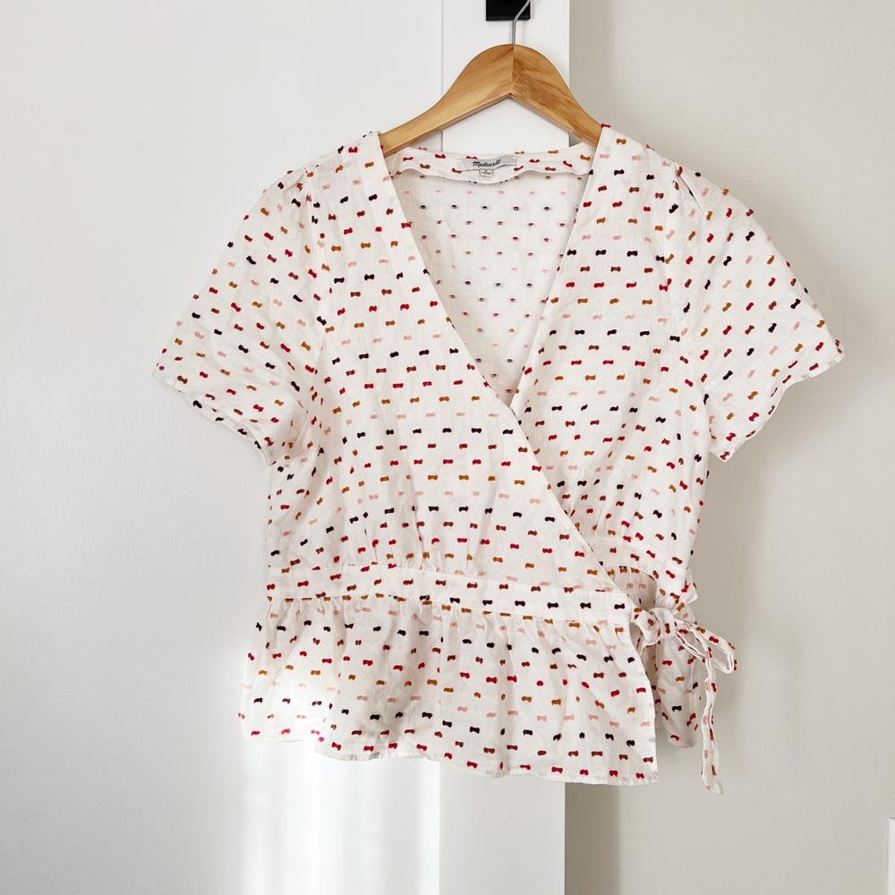 Madewell Swiss Dot Wrap Top